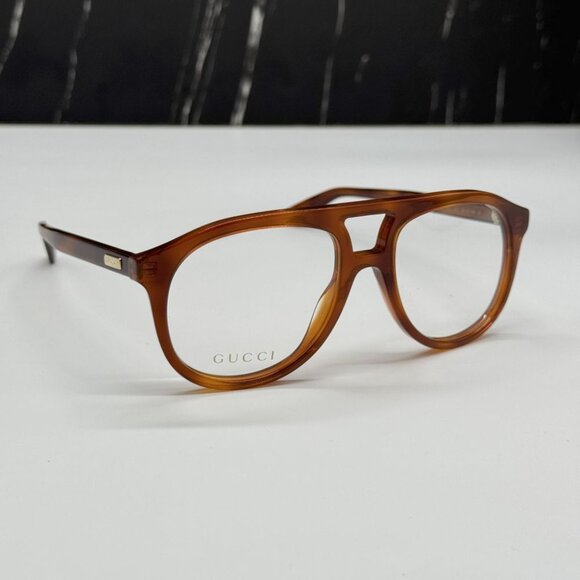 NEW GG1320O 002 GUCCI HAVANA PILOT UNISEX GUCCI EYEGLASSES - Picture 5 of 12